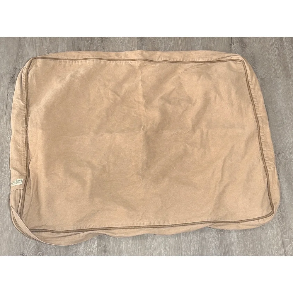 LL Bean Premium Dog Bed Replacement Cover Khaki Tan Denim Medium 28x36